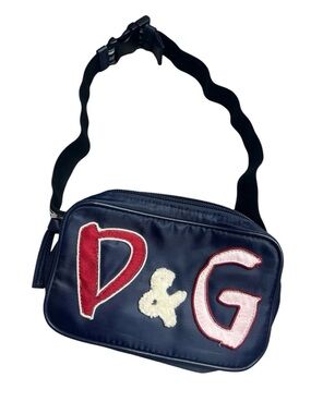 Dolce & Gabbana Navy Blue Waist Bag with Red & White D&G Patch